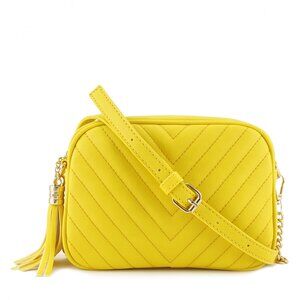 2502 Simple Shoulder Crossbody Bag With Metal Chain Strap And Tassel Top